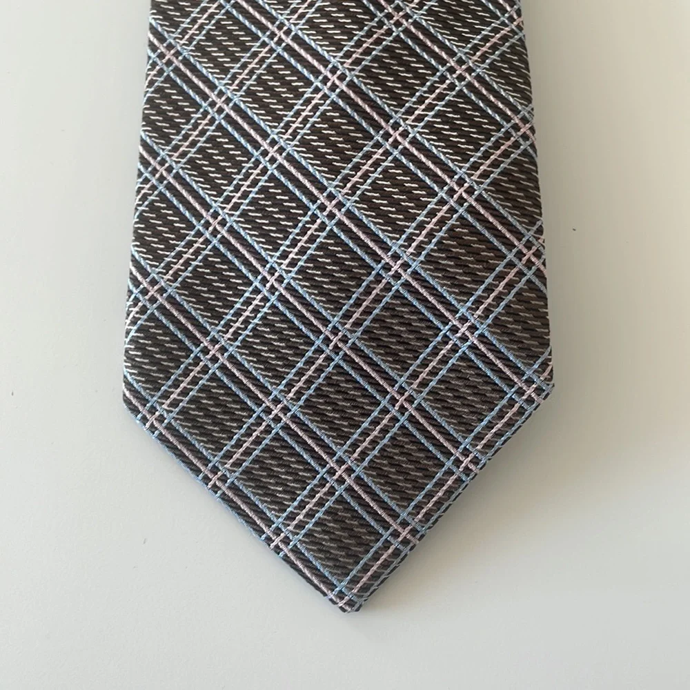 Big Boys Brown Plaid All Silk Tie